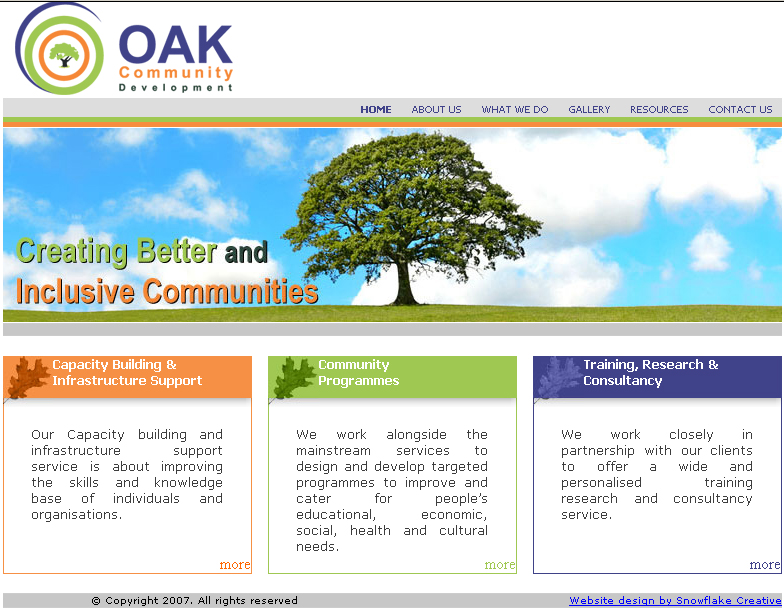 OAK Community Development,CMS Website, Database Website, Admin Driven Website, News System