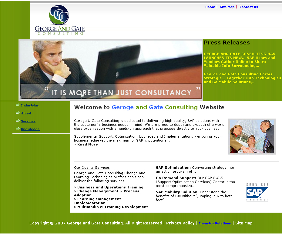 George And Gate Consulting,CMS Website, Database Website, Admin Driven Website, News System